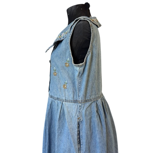 Vintage Jane Ashley Blue Denim Jumper  Sundress with Peter Pan Collar - Picture 8 of 16